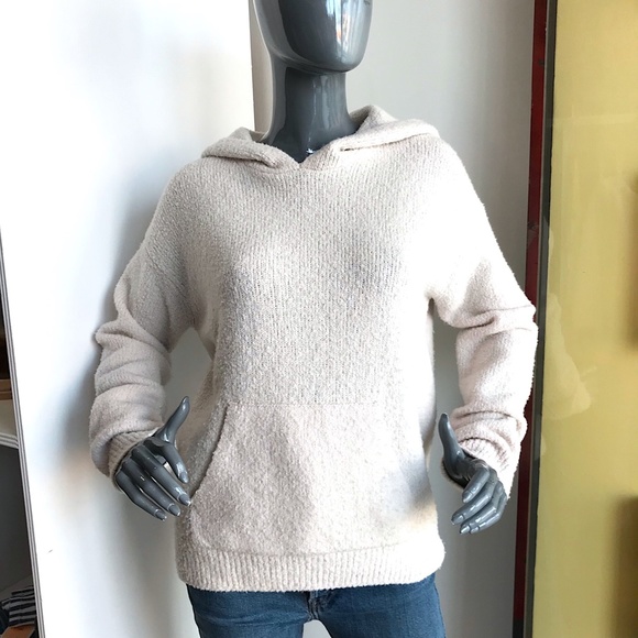 VINCE Textured Wool-Blend Hoodie Pullover Sweater in Ivory NWOT/sz S - Picture 2 of 12